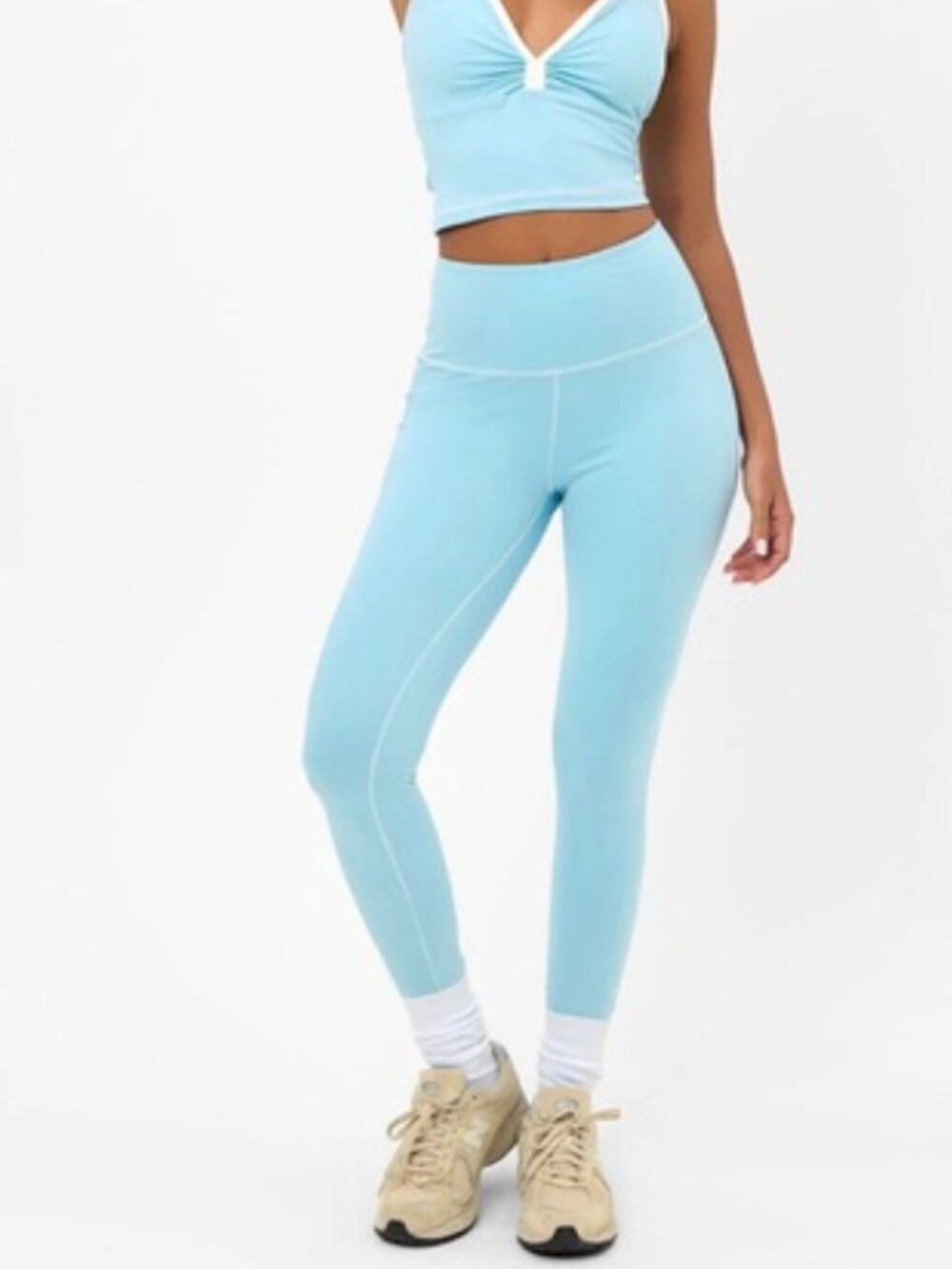 Frankies Bikinis NWT Active Lively High Waist Leggings Baby Blue Size L